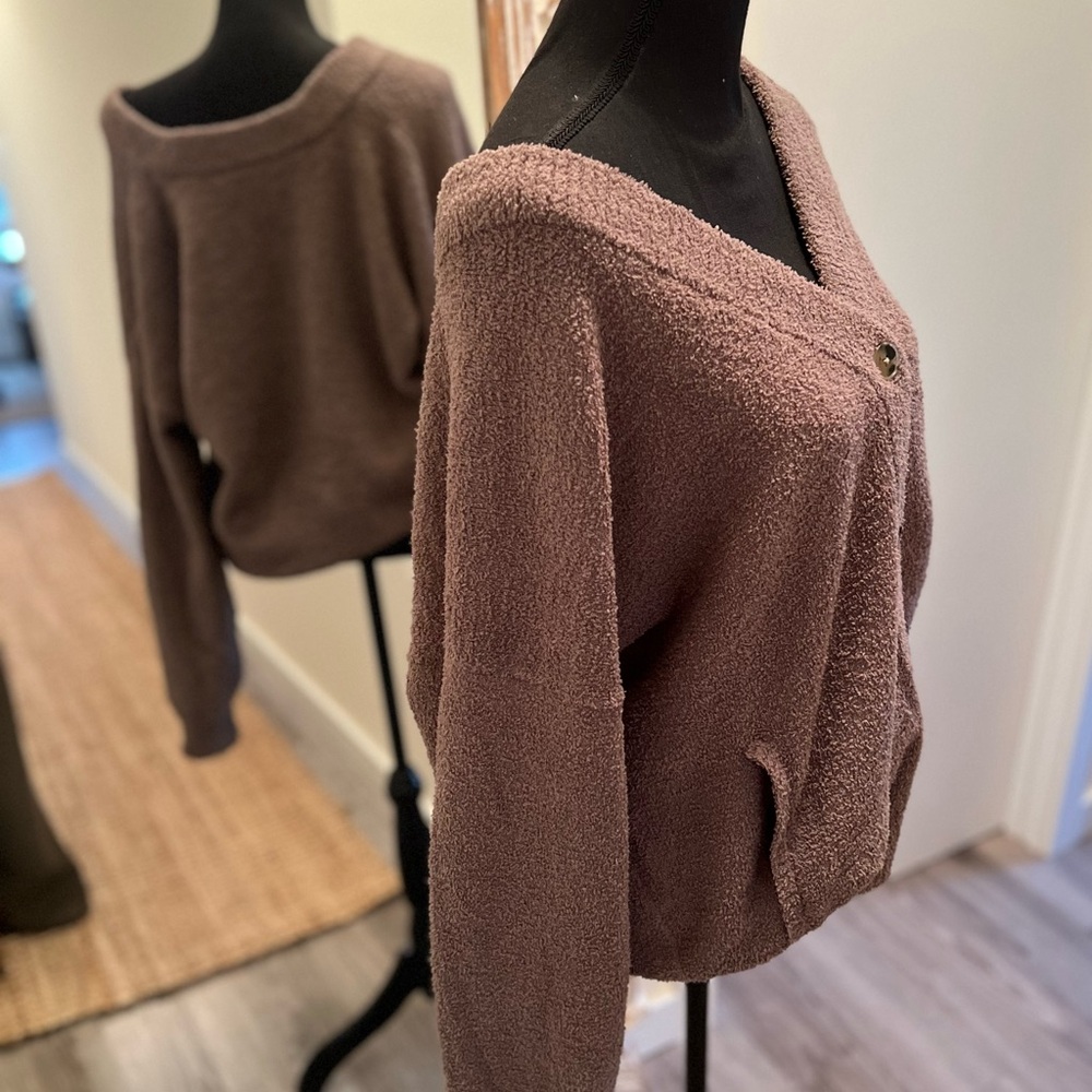 Chocolate colored teddy bear slouchy sweater